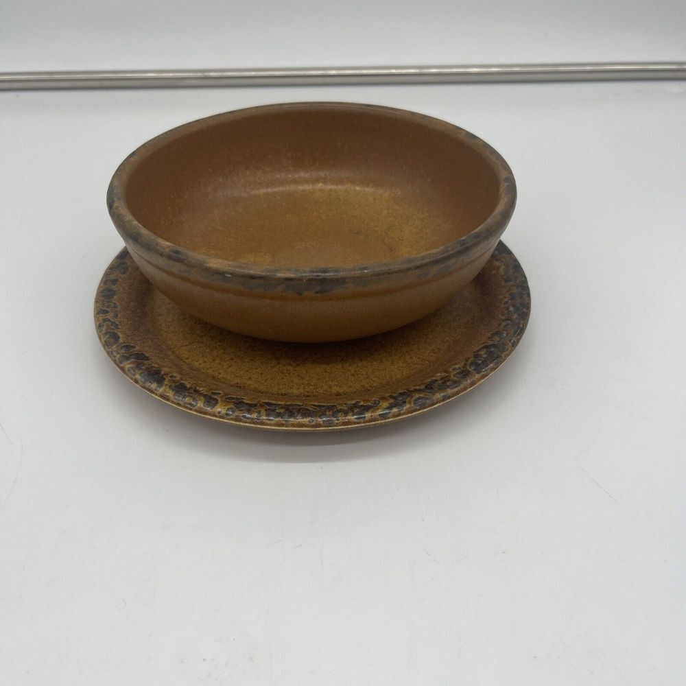 Vintage McCoy 1413 Brown CANYON MESA Pottery Bowl And‎ Plate